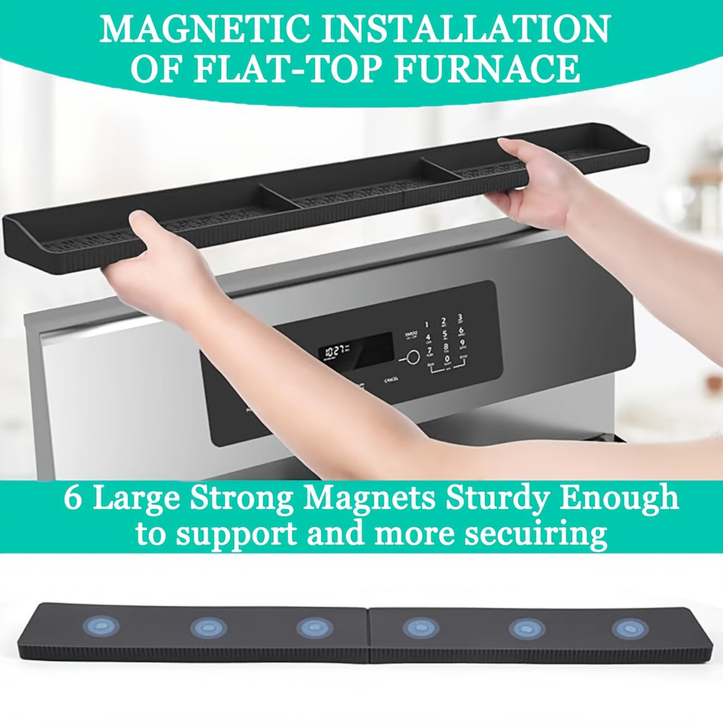 30 Inch Silicone Stove Oven Top Shelf Magnetic for Kitchen Gadgets, Soft Flexible Strong Magnetic Heat Resistant Spice Rack Kitchen Organizer for Over Oven Stove