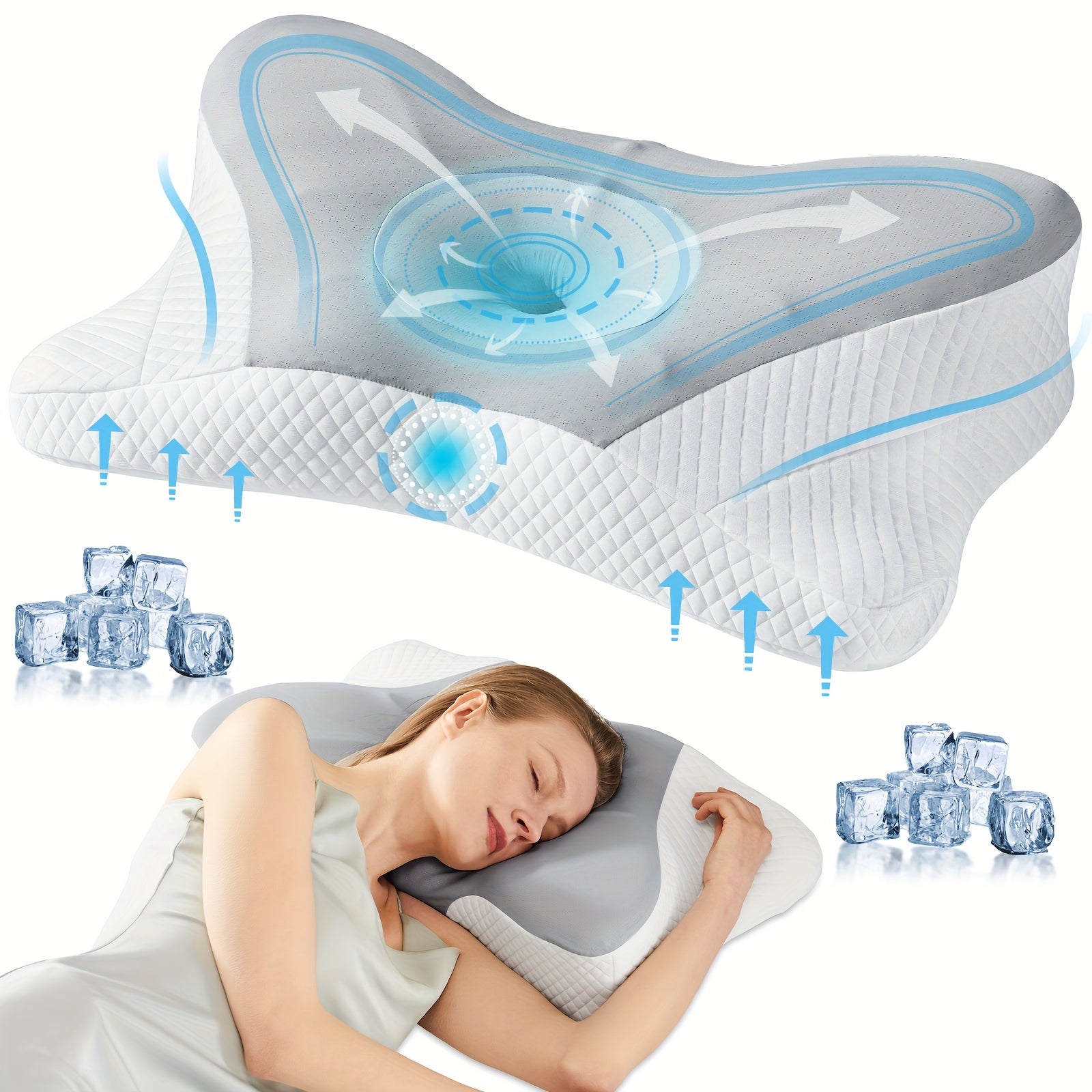 Cervical Neck Pillow, Ergonomic Contour Neck Pillows, Memory Foam Bed Pillow For Side Back Stomach Sleeper, Neck Pillow With Cooling Pillowcase