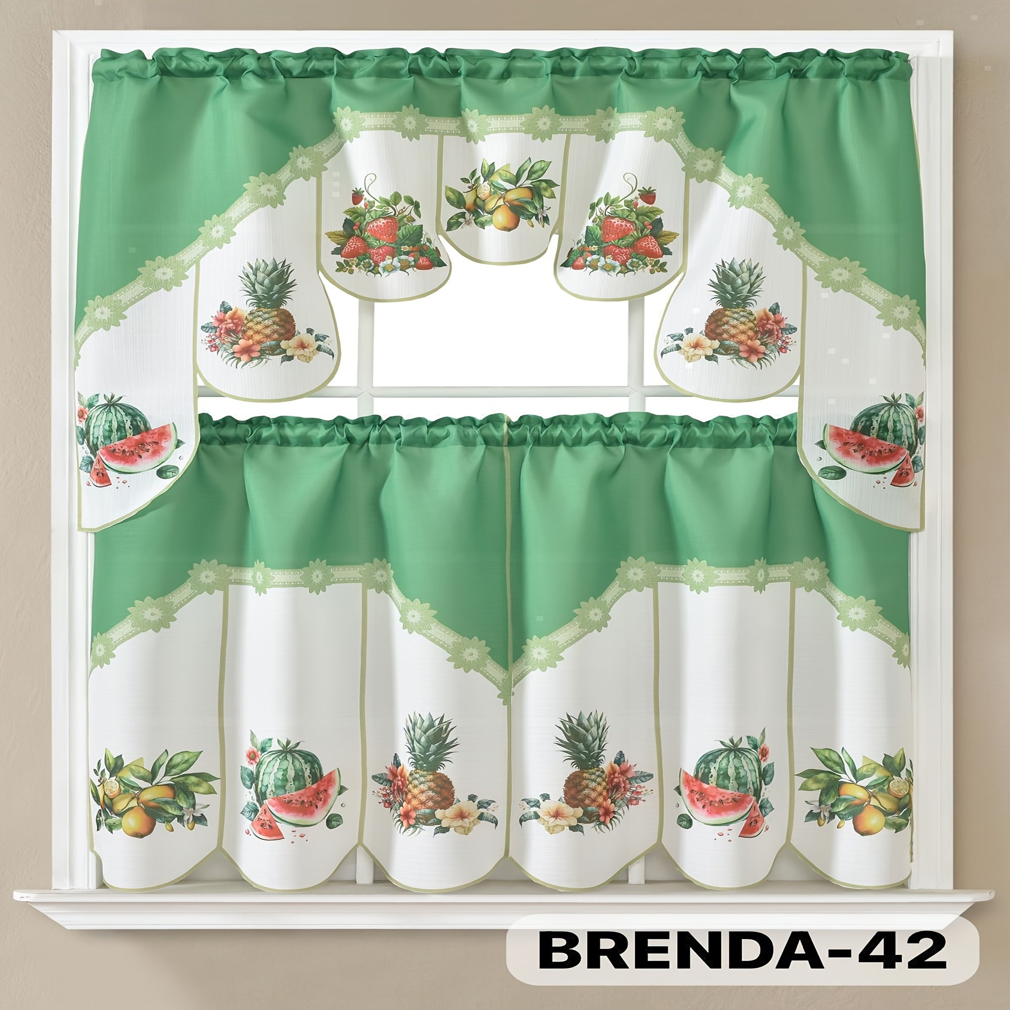 3pcs Embroidery Kitchen Curtains Set Flowers Embroidery Satin Fabric Faux Lightweight Soft Easy Care Machine Washable 49 Design Styles Available Holiday Gifts for Family Local Warehouse All Season Use Summer