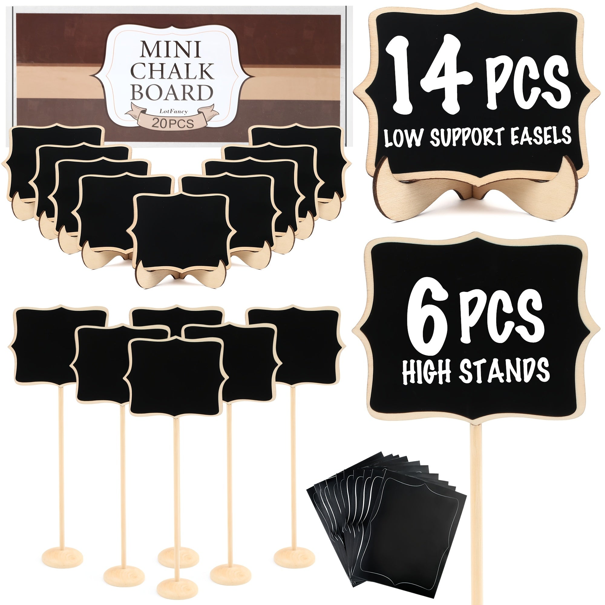 20PCS Elegant Mini Chalkboard Signs with Easel Stand - Perfect for Weddings, Parties, and Events - Includes Table Numbers, Food Signs, and Message Board for School Halloween Halloween,Christmas