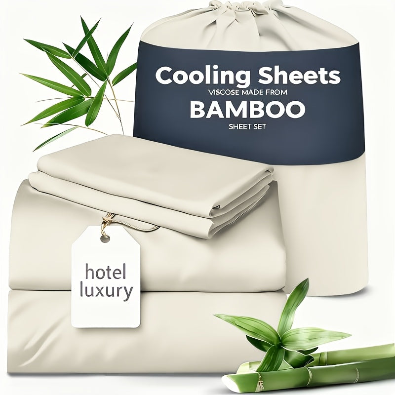 Cooling Sheets for Hot Sleepers Bamboo Bed Sheets Set 4 Pcs 1660TC Ultra Soft Deep Pocket Fitted Sheet & Pillowcases Twin Full Queen King Multiple Colors