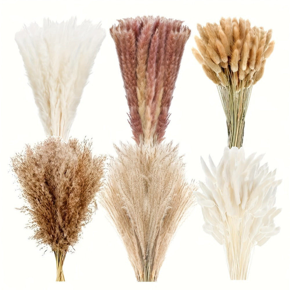 118pcs Multicolor Artificial Pampas Grass & Rabbit Tail Grass Bouquet | Soft Faux Boho Home Decor, Ideal For Weddings, Parties, Outdoor Festivals, Valentine'S Day, Spring Decorations, Mother'S Day, St. Patrick'S Day