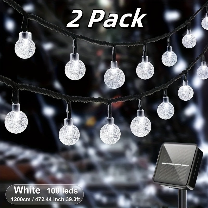 100/200pcs Solar Outdoor Crystal Ball String Lights, Warm White Light, IP44 Waterproof, 800mAh Battery Capacity, Create A Romantic Atmosphere. Suitable For All Seasons, Ideal For Decorating Yards, Balconies, Gardens, Camping, Parties And More.