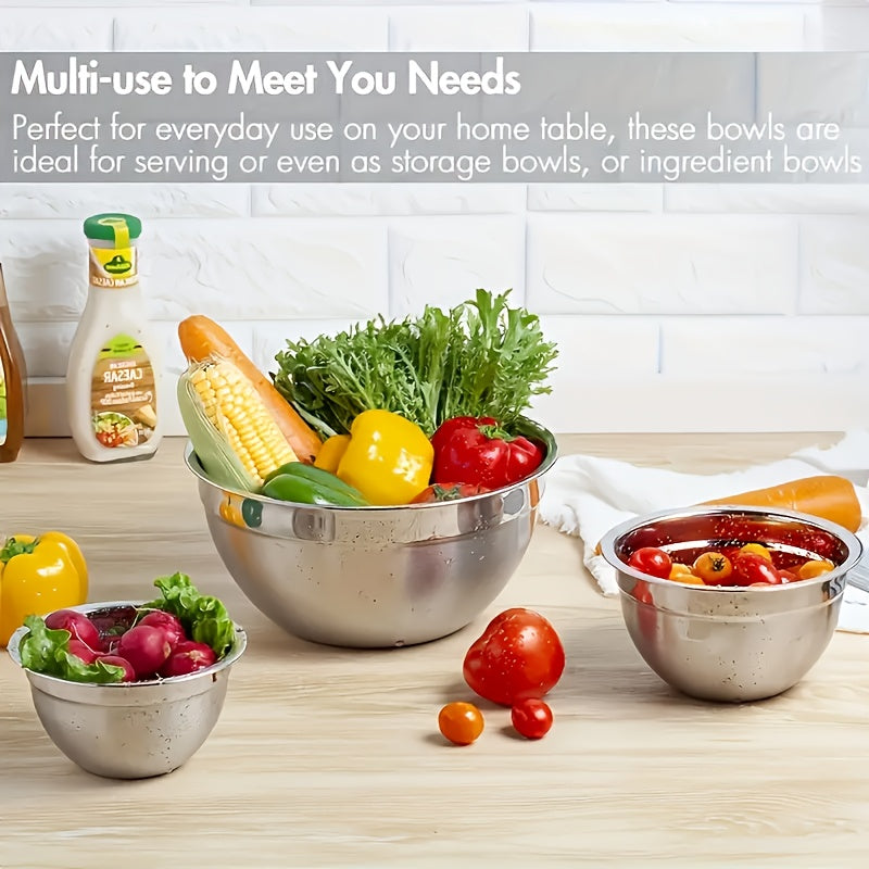 7pcs mixing bowls with sealed lids - rust proof, easy to grip - perfect for cooking and serving, baking, vegetable, salad mixing - stainless steel bowls with lids - mixing bowls with lids, holiday gifts