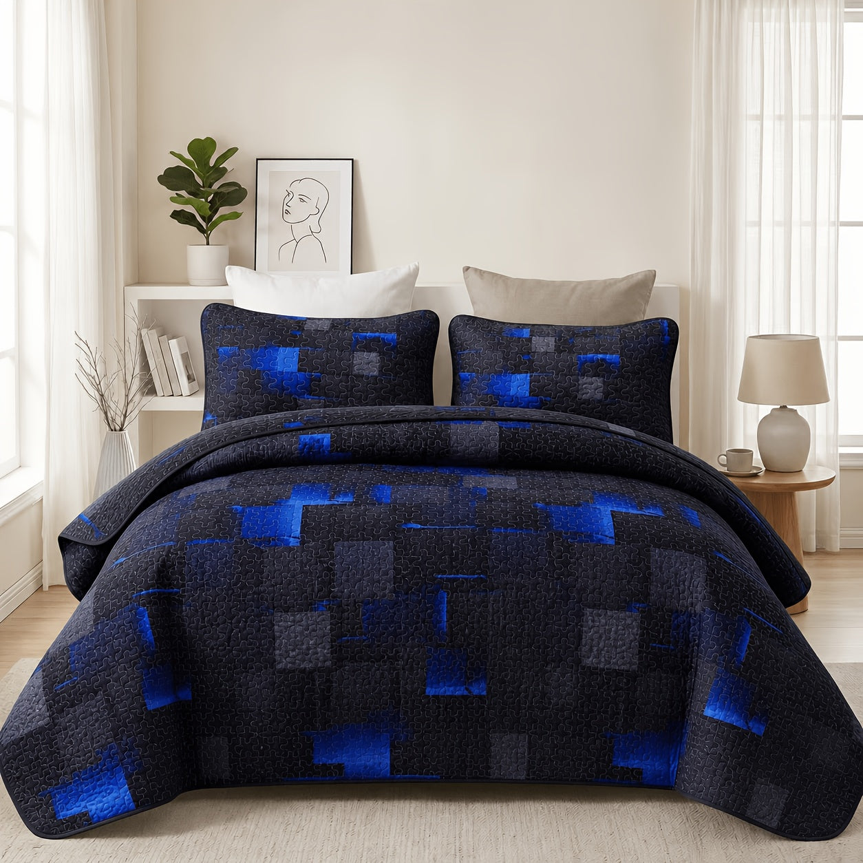2/3pcs Ultrasonic Quilted Bed Cover, Coin & Floral Pattern Retro Bedspread, Soft Breathable Non-Slip Mattress Cover, Machine Washable Bedding For Bedroom Dorm Guest Room, 10 Colors Available