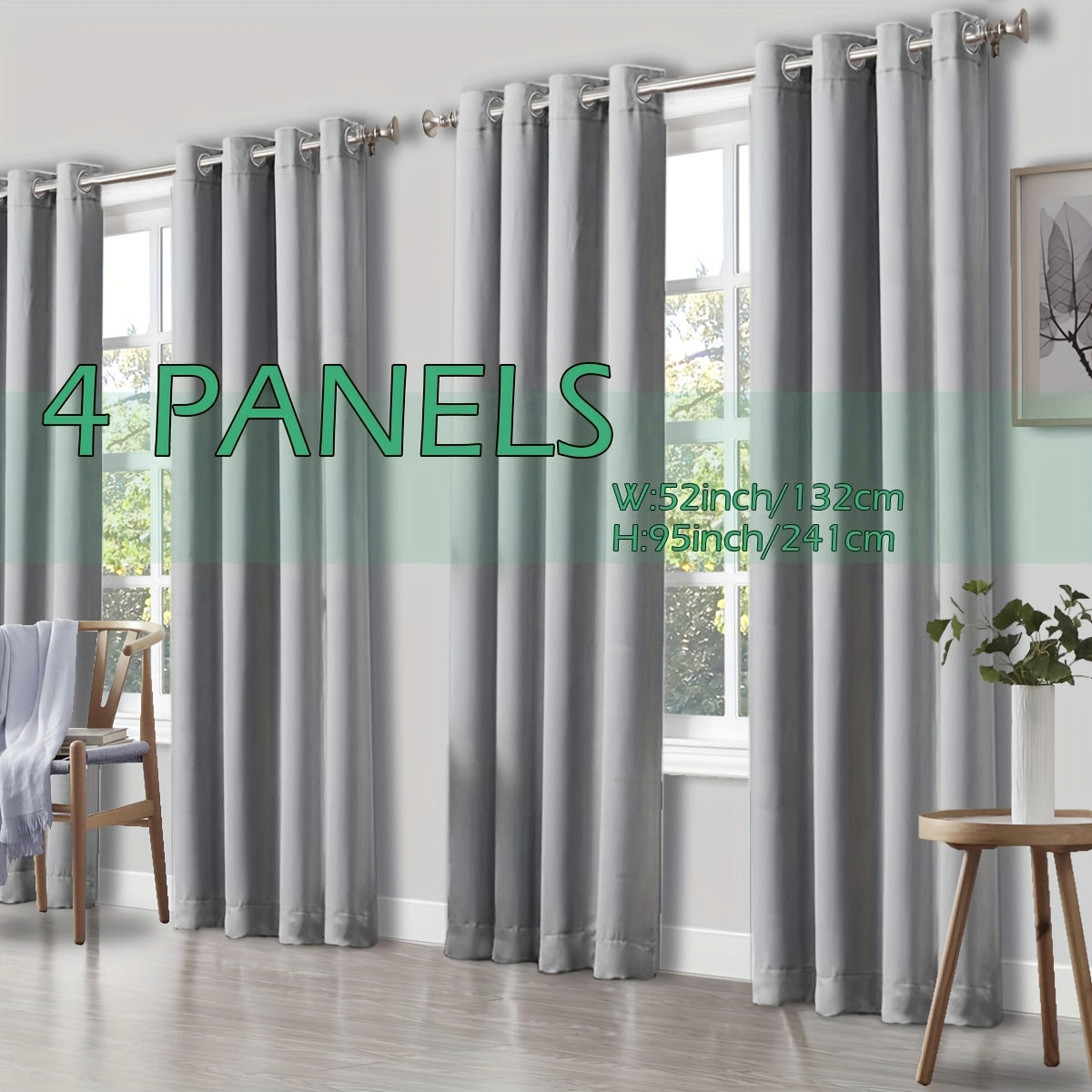 4 Panels Thermal Insulated Blackout Curtains - Triple Weave Thermal Insulation & Light Blocking, Solid Grommet Top, Polyester/ Linen-like Fabric, Deep Red for Bedroom, Living Room, Office - Window Drapes for Complete Darkness & Comf