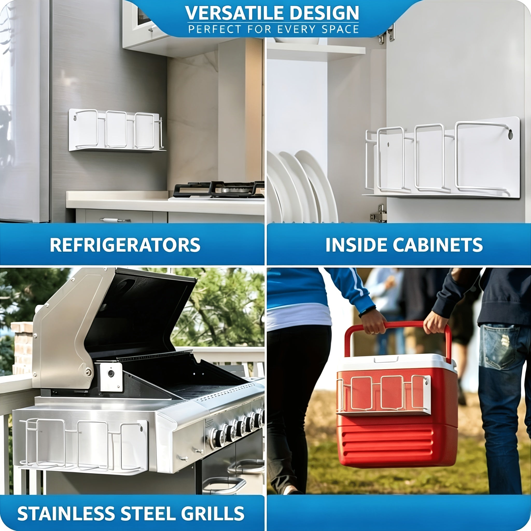 Magnetic Cup Holder - A 3-Layer Refrigerator Organizer for Cups, Glasses And Water Bottles. Space-Saving Design with A Powerful Magnetic Base, Perfect for Kitchen And Bathroom Storage. Kitchen Storage Solution. Modern Kitchen Additions. Durable Car