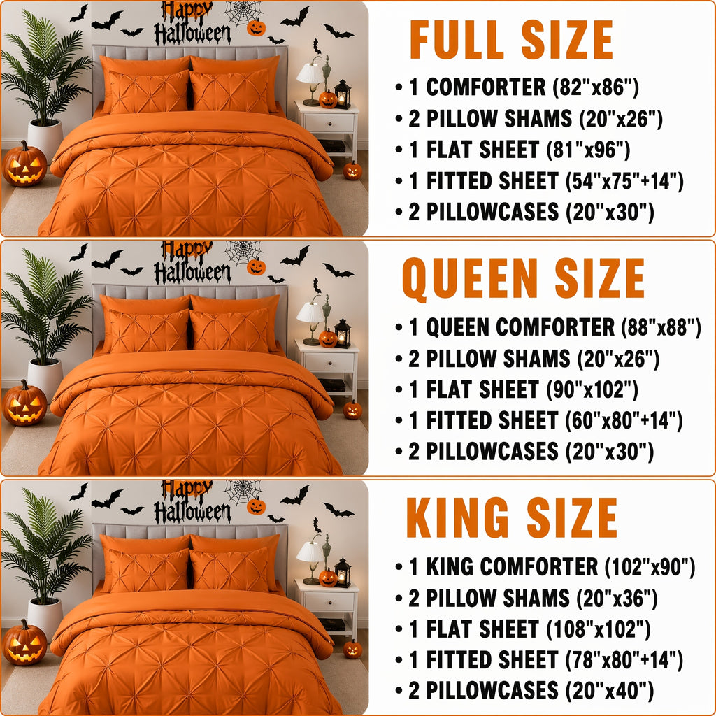 Cosybay 7PC Comforter Set-Luxury Soft Fluffy Pinch Pleated Bedding with 1 Comforter, 1 Fitted Sheet, 1 Flat Sheet, And 4 Pillowcases & Pillow Cover-All Season Quilte Set Queen, Hypoallergenic, Breathable, Easy Care,valentine's Day Gifts,school
