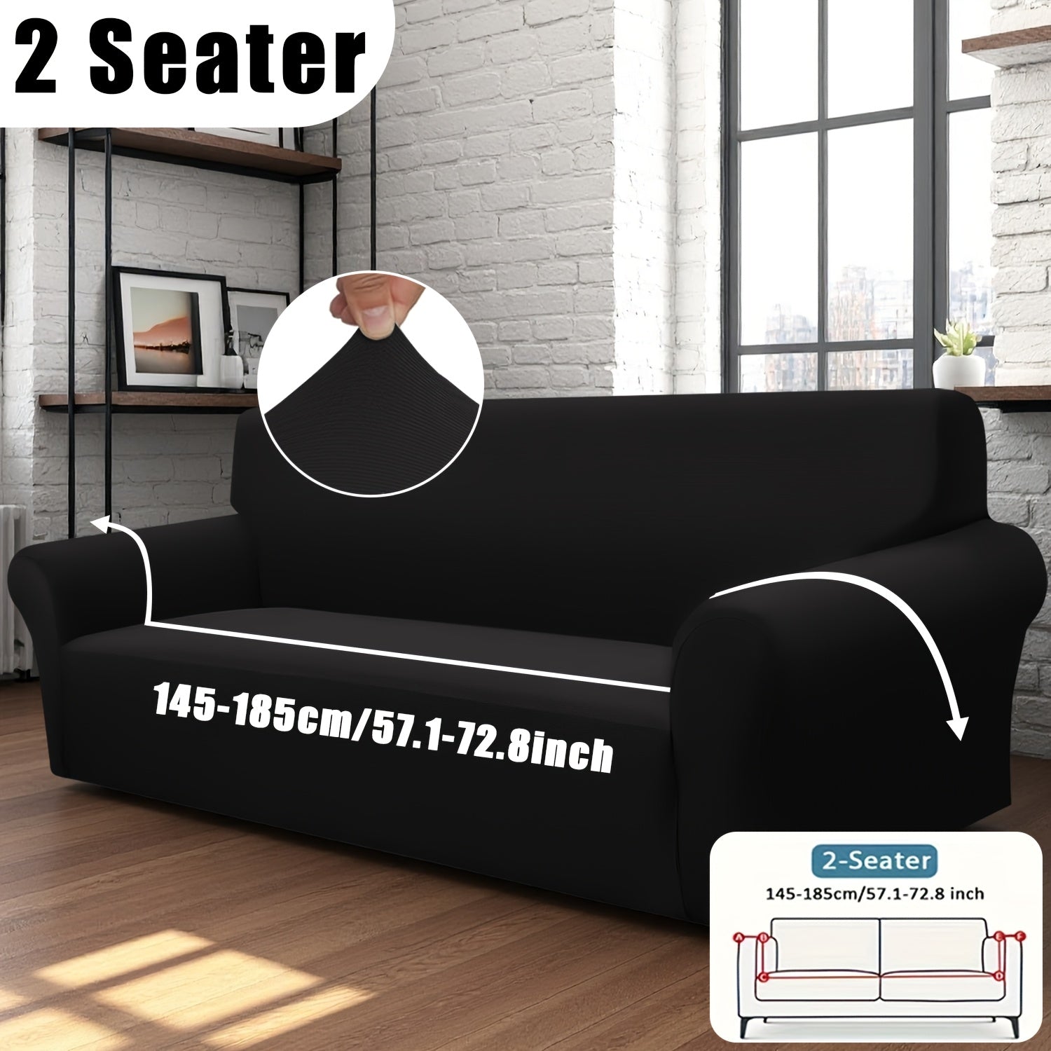 Classic Stretch Sofa Cover with Elastic Band, Milk Fiber Fabric Slipcover-Grip, Machine Washable, Polyester And Spandex, Fits Armchair to 4-Seater Sofas, International Style Throw Design