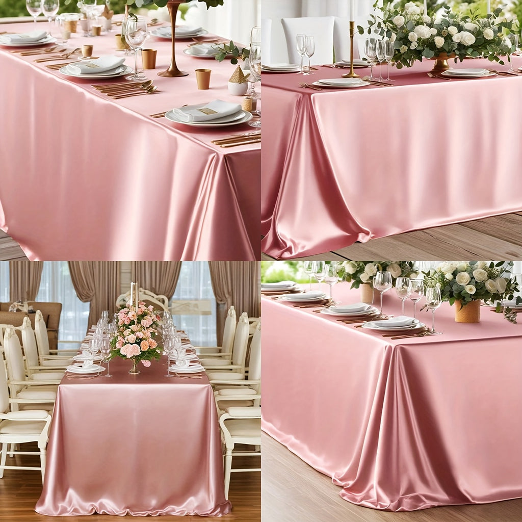 2pcs 57.09*101.97inch Rectangular Satin Tablecloth, Smooth Fabric Tabletop Decoration, Suitable for Wedding Banquet Table Decor, Banquet Table Decor, Birthday Party, and Outdoor Party Decorations