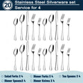 20/60pcs Stainless Steel Flatware Cutlery | Silverware for 4/12, Silvery, Mirror Polished, Dishwasher Safe | for Home Kitchen Restaurant Hotel, Perfect for Gifts And Weddings, The Best Gifts for Thanksgiving And Christmas
