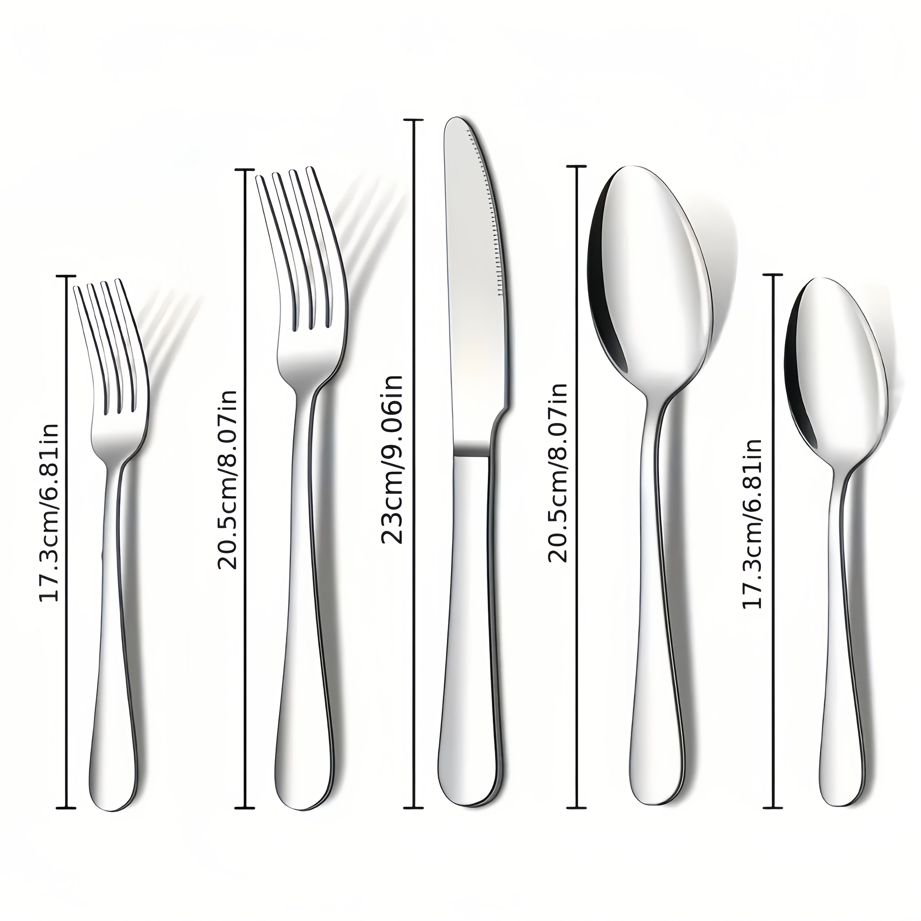 20/60pcs Stainless Steel Flatware Cutlery | Silverware for 4/12, Silvery, Mirror Polished, Dishwasher Safe | for Home Kitchen Restaurant Hotel, Perfect for Gifts And Weddings, The Best Gifts for Thanksgiving And Christmas