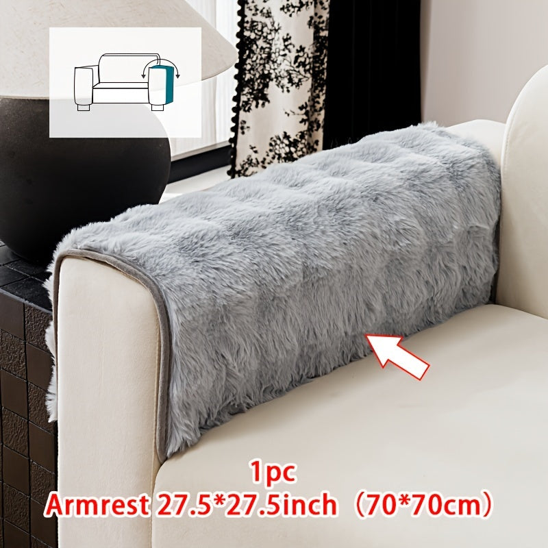 1pc Faux Rabbit Plush Sofa Cover - Winter Warm Thickened Soft Pet-Friendly Anti-Slip Furniture Protection Cover for Bedroom, Office, Living Room