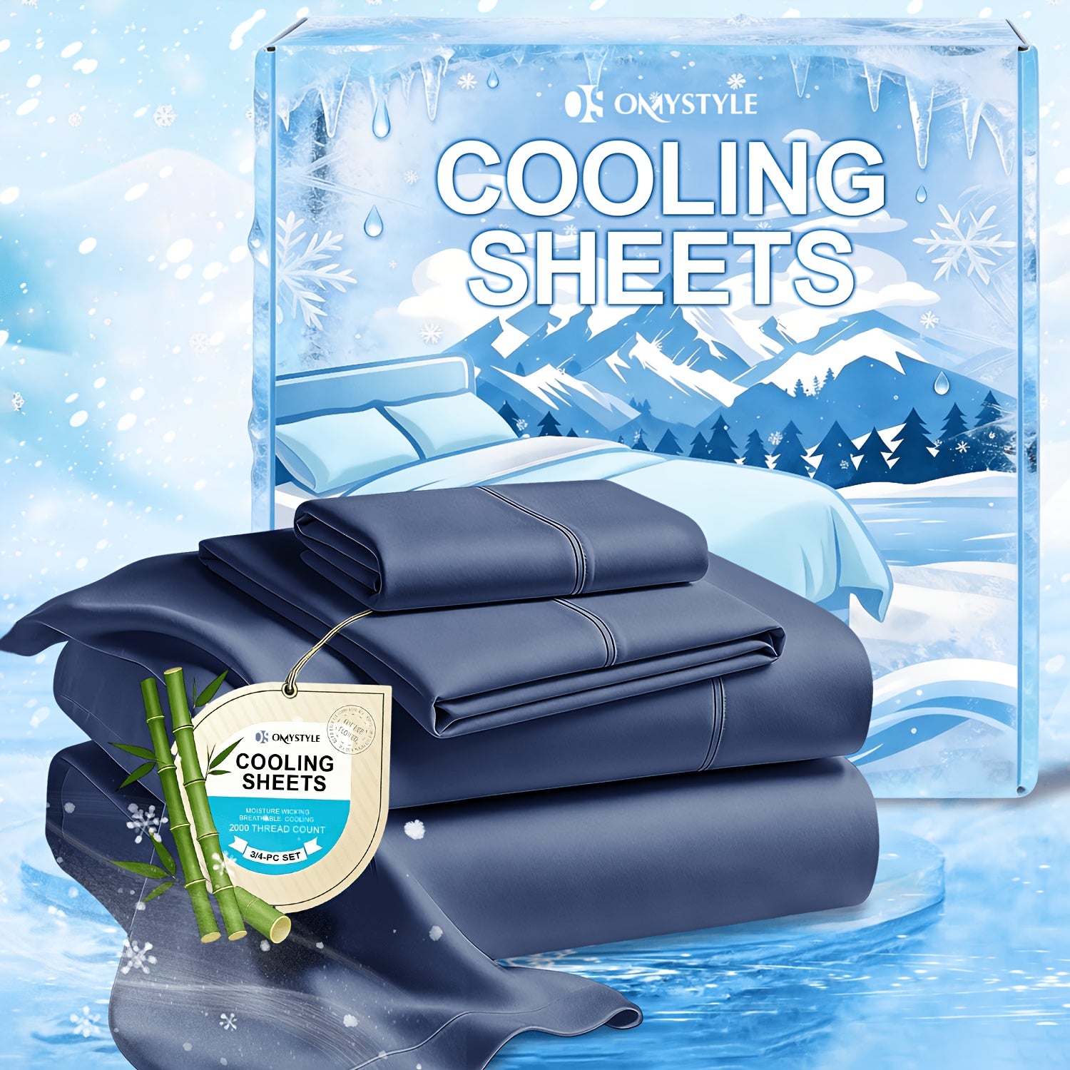 Cooling Bamboo Sheets Set Deep Pocket Ultra Soft Breathable Skin-Friendly Fitted Sheet Flat Sheet Pillowcases Wrinkle Free Twin Full Queen King Kids Gift