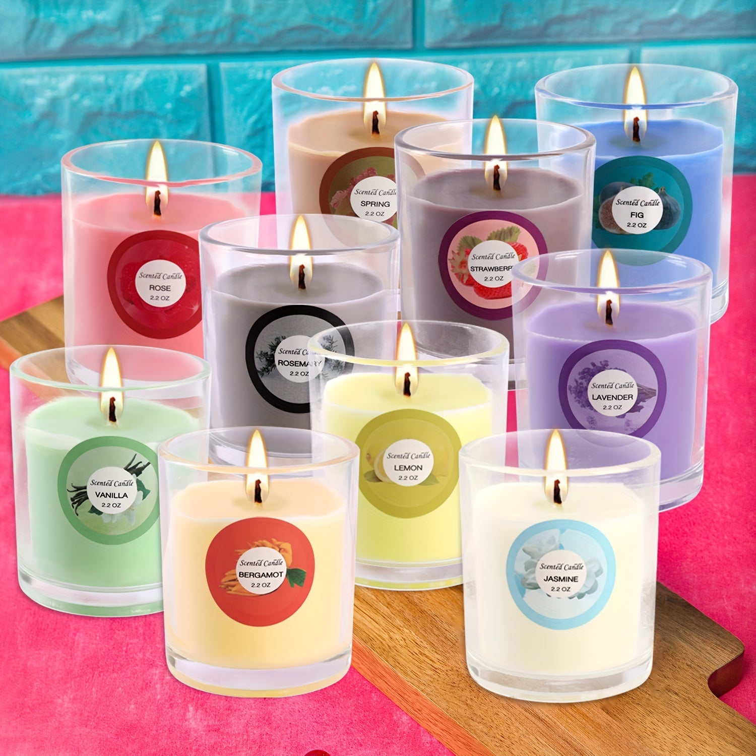 20 Packs Of Scented Candles, 10 Scents, Soy Wax Glass Jar Candles, Strongly Scented Candles Gift Set For Ladies Birthday, Mother'S Day, Christmas, Valentine'S Day, Etc.