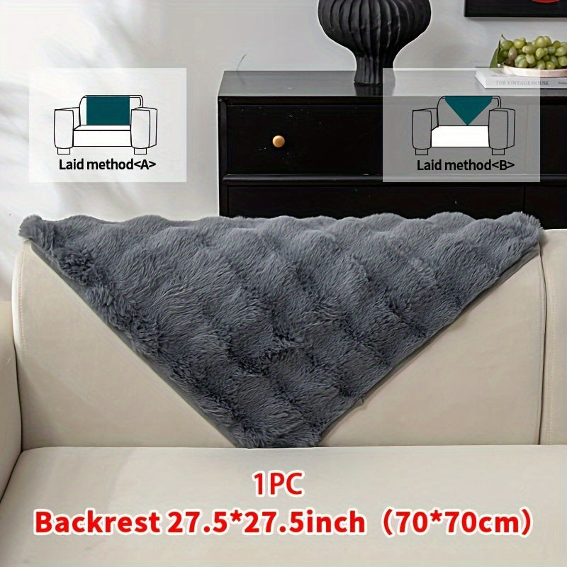 1pc Faux Rabbit Plush Sofa Cover - Winter Warm Thickened Soft Pet-Friendly Anti-Slip Furniture Protection Cover for Bedroom, Office, Living Room