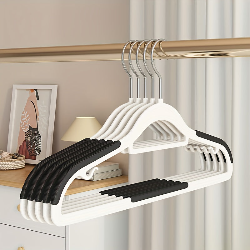 30/20/10pcs Heavy-Duty Plastic Anti-Slip Clothes Hangers with 360° Rotating Hooks - Space-Saving Wardrobe Hangers with Non-Slip Shoulder Strips, Wet/Dry Use for Bedrooms, Bathrooms, Dorms, Outdoor - Durable Plastic Construction