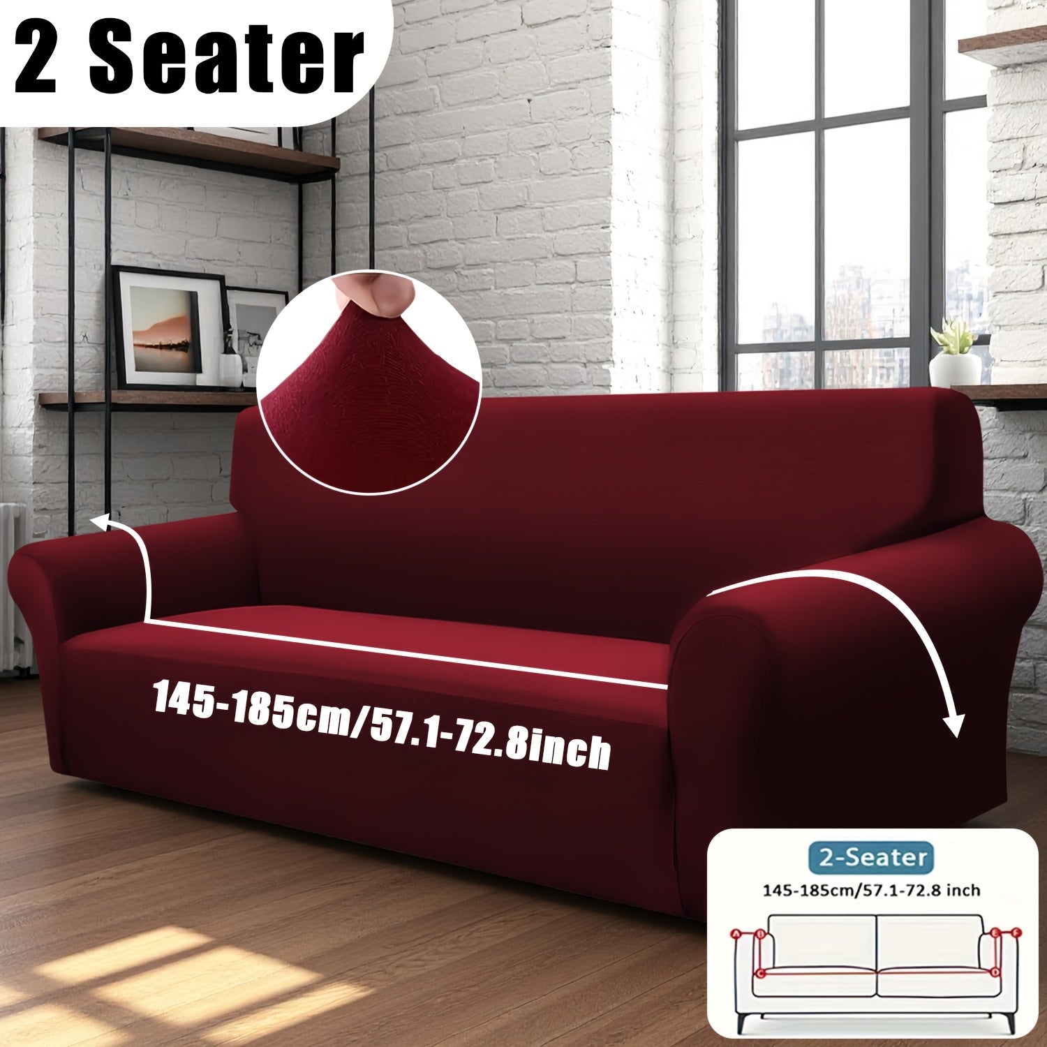 Classic Stretch Sofa Cover with Elastic Band, Milk Fiber Fabric Slipcover-Grip, Machine Washable, Polyester And Spandex, Fits Armchair to 4-Seater Sofas, International Style Throw Design
