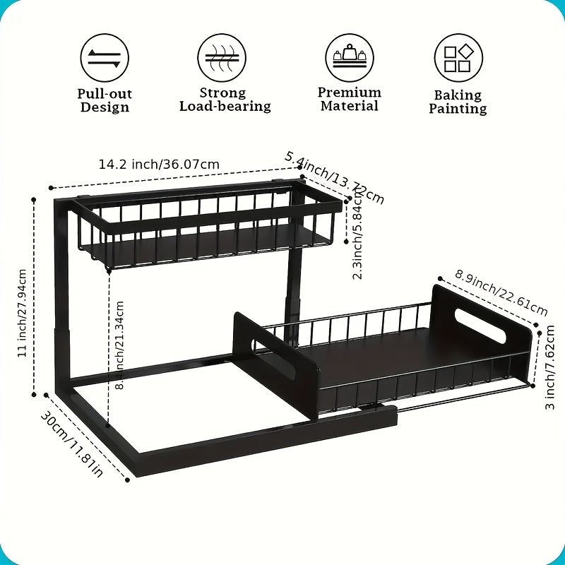 1/2pcs Kitchen Storage Rack, Lower Sink Sorting, Sliding Pull-Out Cabinet Sorting Rack, Metal Sliding Drawer, for Kitchen Bathroom Refrigerator Cabinet Organization Rack, Easy And Practical Kitchen Storage, Send Mother Good Things on Christmas