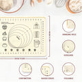 Extra-Thick Silicone Pastry Mat, Non-slip Silicone Baking Mat, Reusable Dough Rolling Mats with Measurements, Perfect for Baking, Pizza & Cake Dough, Odor-Free with Natural Dye, Silicone Mat for Dough, Baking Mat Extra Thick, Dough Mat