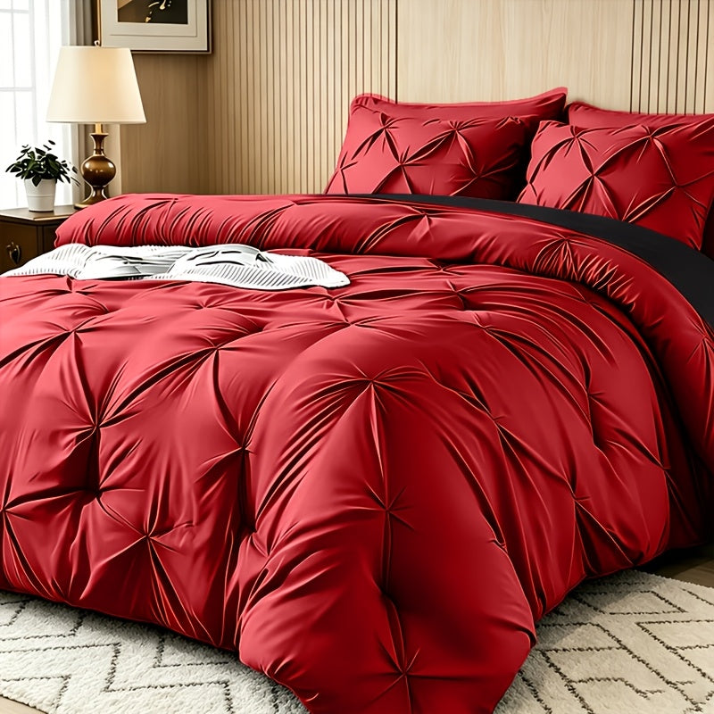 Two/Three Pcs Solid Color Large And Extra-Large Bed Sheet Sets Soft Comfortable And Fiber Filled Lightweight Fabric Breathable Quilt Easy to Take Care of Equipped with Quilt And Pillowcases 1 Quilt, 1/2 Pillowcases, for Bedroom, Random Color
