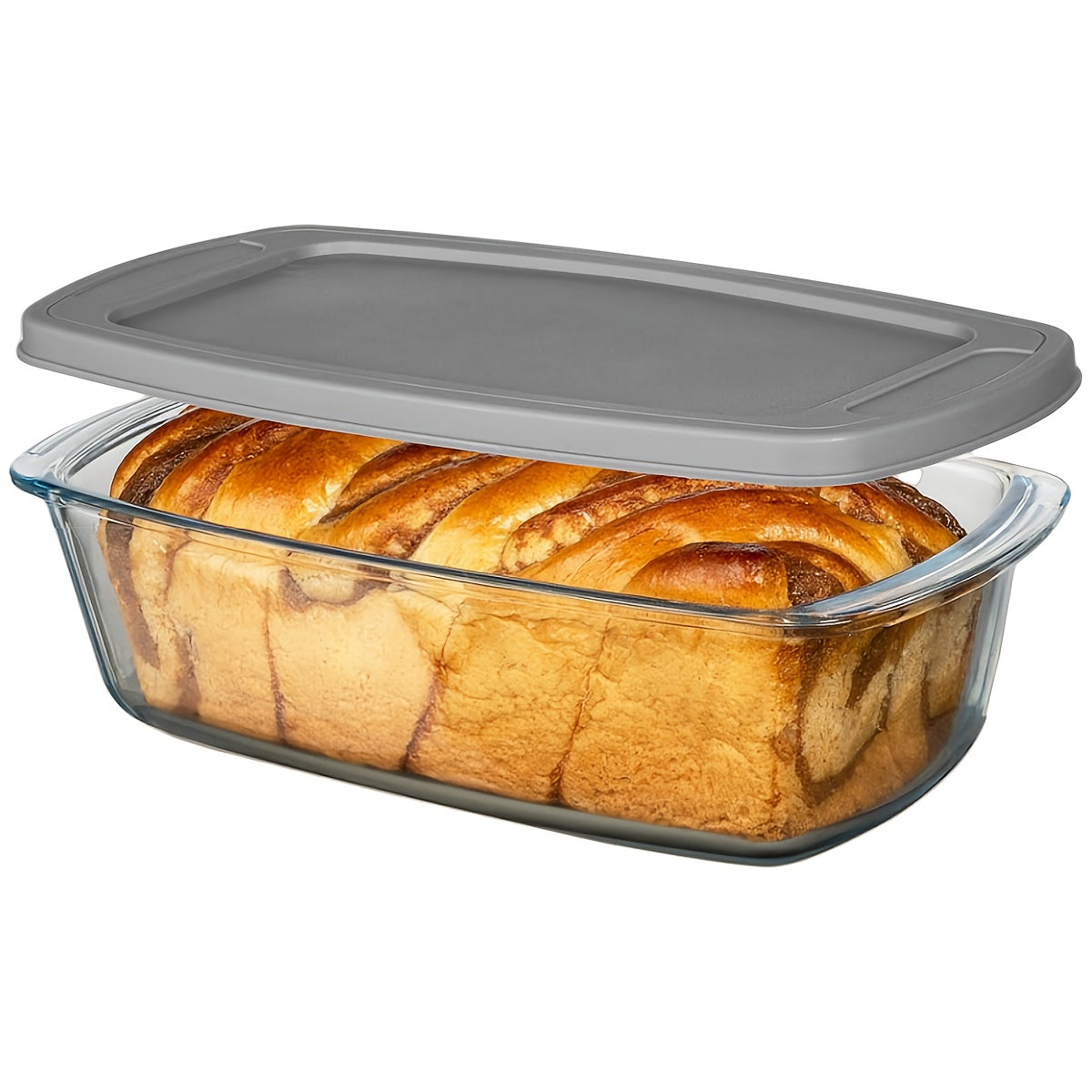 Single/Double Pack Bread Baking Pan, Large Capacity Glass Baking Dish with Lid, 60.87oz/1.9Qt Kitchen Baking Supplies, with Handle for Easy Carrying, Stackable, Microwave & Oven Safe, for Baking Bread, Cakes, Sealable Storage Container, Loaf Pan