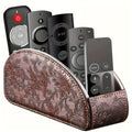 Remote Control Holder with 5 Compartments, Faux Leather Multifunctional Desktop Storage Box/Remote Organizer Caddy/Pen Case/Home Storage Container for Remote Controls, Pens, Eyeglasses, Makeup Brushes, Office Stationery, etc. Home Decor and Accessor