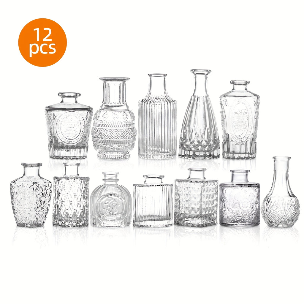TOMNK 12/30/43/52pcs Bud Vase, Party Centerpieces, Wedding Centerpieces for Tables, Mini Clear Bud Vases for Flowers, Small Flower Vases Suitable for Birthday Party, Anniversary, Wedding, Home Table Deco, Multiple Sizes