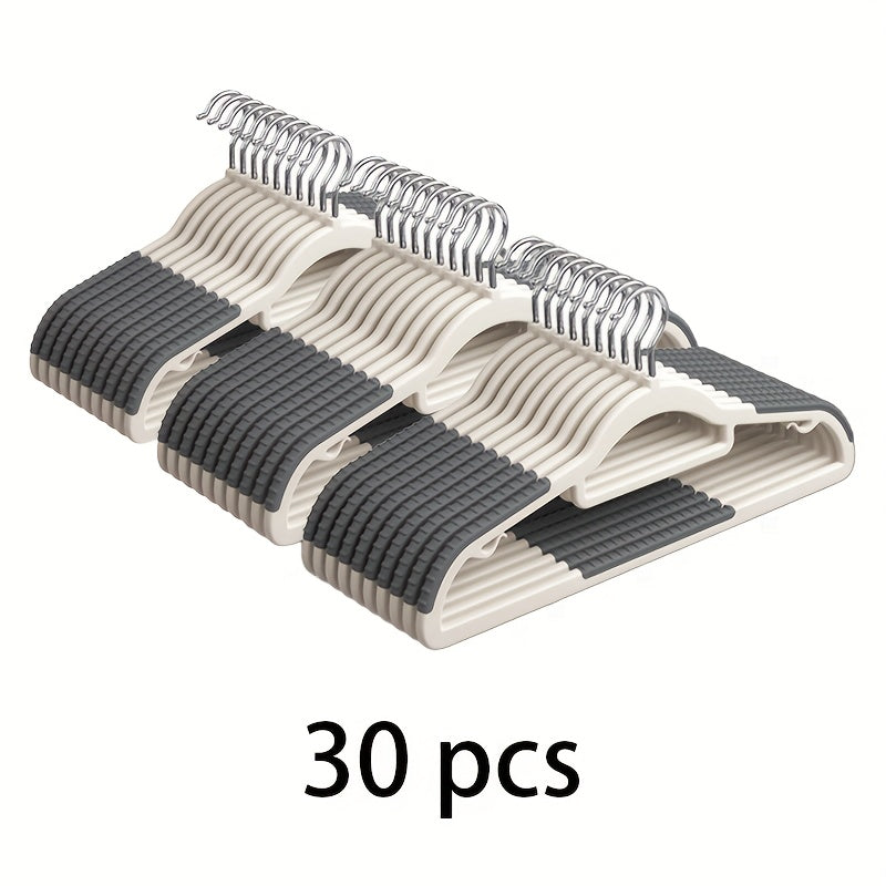 30/20/10pcs Heavy-Duty Plastic Anti-Slip Clothes Hangers with 360° Rotating Hooks - Space-Saving Wardrobe Hangers with Non-Slip Shoulder Strips, Wet/Dry Use for Bedrooms, Bathrooms, Dorms, Outdoor - Durable Plastic Construction