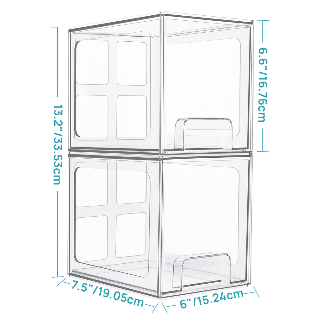 Stackable Storage Drawers 4 Pack Clear Acrylic Makeup Organizer for Bathroom Vanity Countertop BPA-Free Plastic Storage Bins Perfume Skincare Organizer