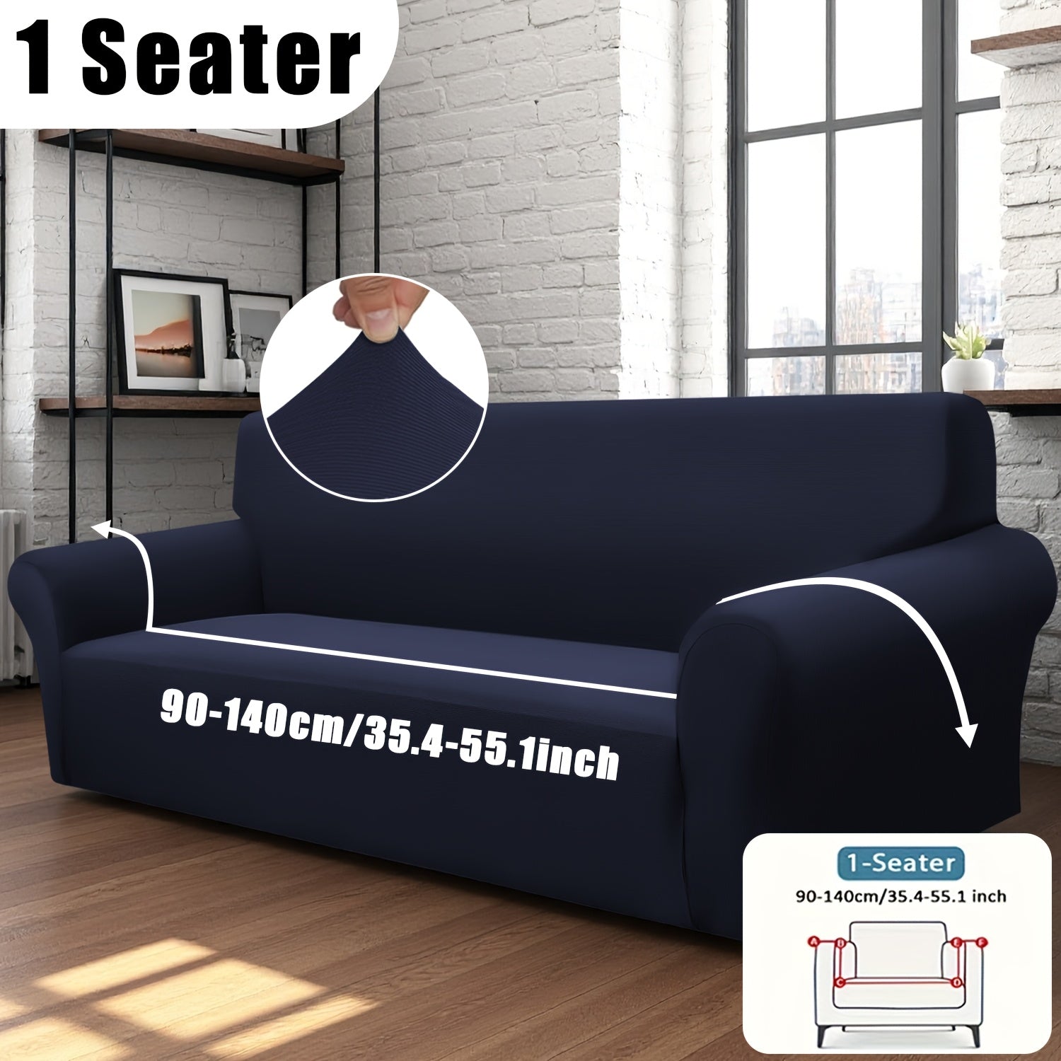 Classic Stretch Sofa Cover with Elastic Band, Milk Fiber Fabric Slipcover-Grip, Machine Washable, Polyester And Spandex, Fits Armchair to 4-Seater Sofas, International Style Throw Design