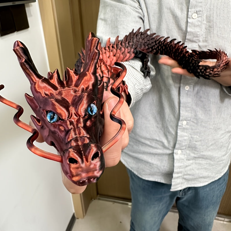 35.4" Giant Poseable 3D Printed Chinese Dragon Collectible Figurines | Articulated Joints Fantasy Decor, Flexible Desk Sculpture for Home/ Office/ Car Decor | Unique Mother's Day & Father's Day Gifts for Mom Dad, Perfect for Collectors from US Stock