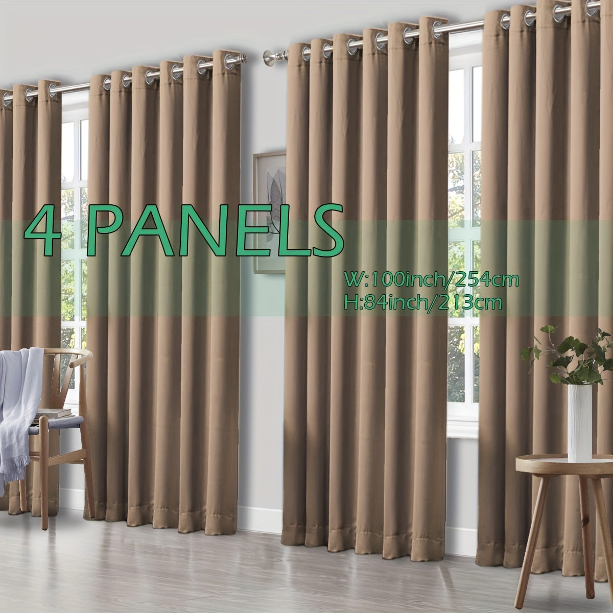 4 Panels Thermal Insulated Blackout Curtains - Triple Weave Thermal Insulation & Light Blocking, Solid Grommet Top, Polyester/ Linen-like Fabric, Deep Red for Bedroom, Living Room, Office - Window Drapes for Complete Darkness & Comf