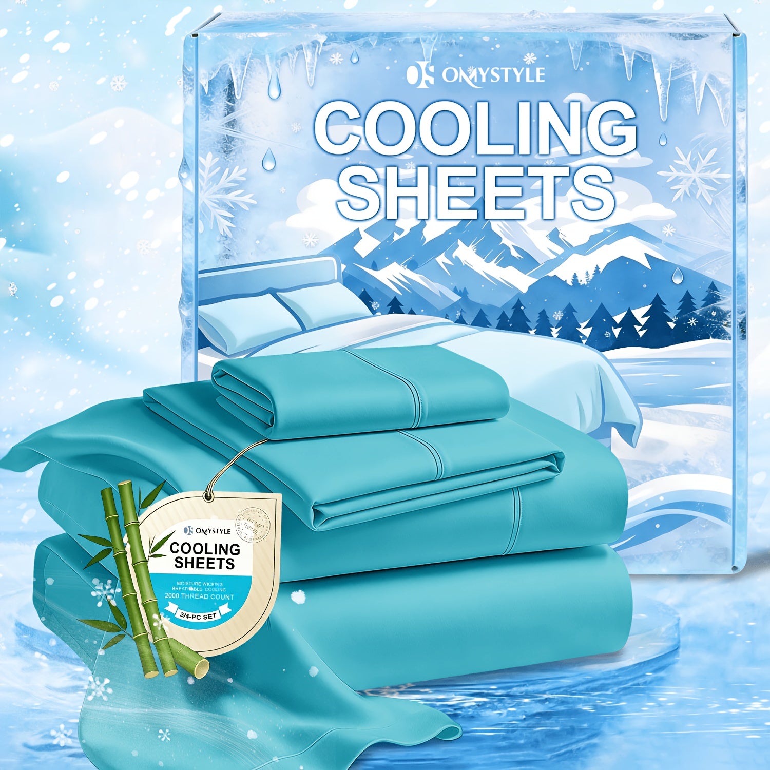 Cooling Bamboo Sheets Set Deep Pocket Ultra Soft Breathable Skin-Friendly Fitted Sheet Flat Sheet Pillowcases Wrinkle Free Twin Full Queen King Kids Gift