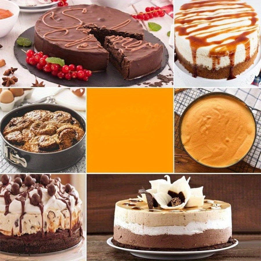 6-Piece Carbon Steel Cake Pan Set with Removable Bottom - 3 Shapes (Square, Round, Heart) for Chiffon, Mousse, Cheesecakes - Perfect for Wedding & Birthday Baking
