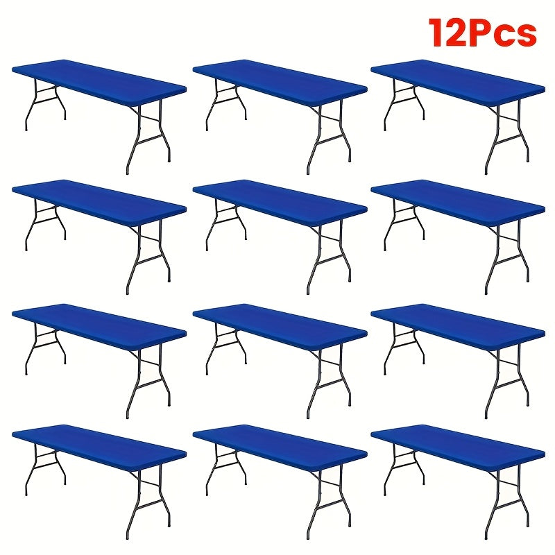 3/6/9/12pcs Stretchable Table Covers 6Ft Washable Elastic Polyester Rectangle Tablecloth Protector For Camping Indoor & Outdoor Parties Picnics Weddings Graduations Valentine'S Day Spandex Blend Easy To Clean
