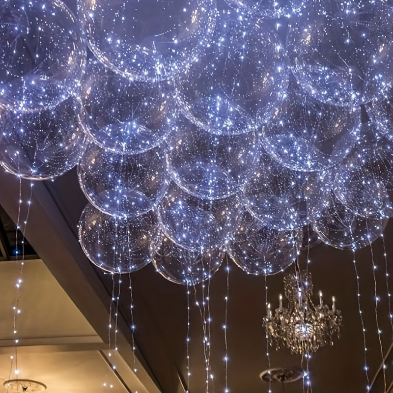 20-Pack Set: 10 X 3-meter String Lights and 10 X 20-inch Balloons for Weddings, Graduations, Christmas, Birthdays, Indoor/Outdoor Party Decorations, Light-Up Supplies,Suitable for Halloween and Christmas
