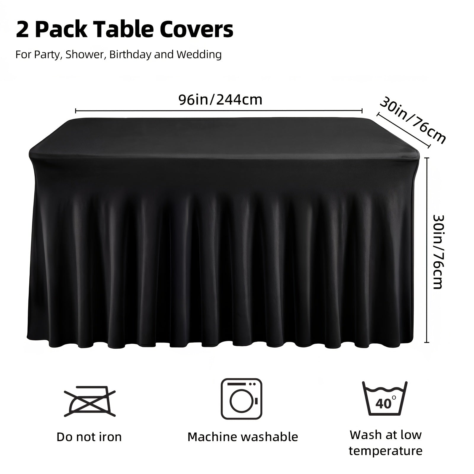 1pc/2pcs/4pcs Table Skirts, 4Ft/6Ft Table Cloth, Black/White Table Cloth Rectangle, for Rectangle Tables, Table Skirts for Rectangle Tables, Tulle Table Skirt, for Birthday, Graduation Ceremonies, Family Dinners, And Christmas