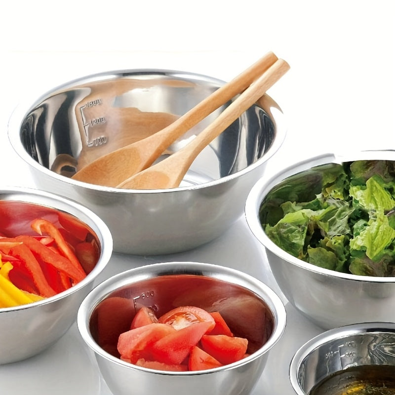 5pcs Stainless Steel Mixing Bowls Stainless Steel Mixing Bowl Set - Easy to Clean, Nesting Bowls for Space Saving Storage, Great for Cooking, Baking, Prepping