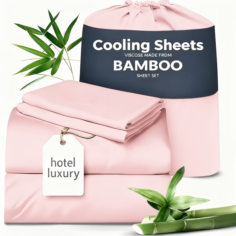 Cooling Sheets for Hot Sleepers Bamboo Bed Sheets Set 4 Pcs 1660TC Ultra Soft Deep Pocket Fitted Sheet & Pillowcases Twin Full Queen King Multiple Colors