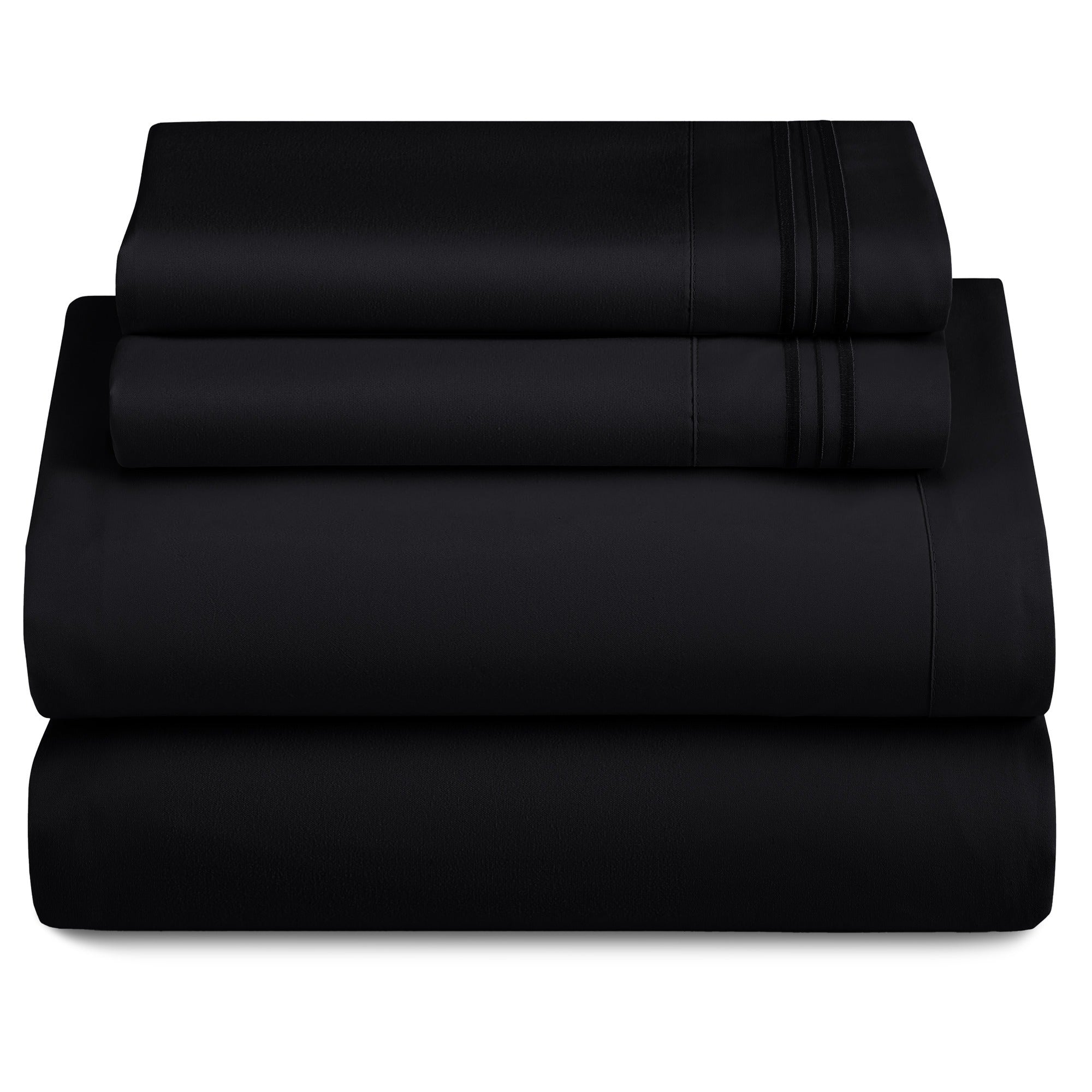 Lux Decor 4 Pieces Solid Bedsheets - 1800 Series Stylish Comfy Bedding Sheet Set - Hotel Luxury Skin Friendly Cooling Sheets & Embroidered Pillowcases Without Filler - Classic Collection With 16 Inches Deep Pocket Room decor - Shrinkage & Fade Resistant