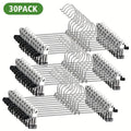 30/60 Adjustable Metal Coat Hangers with Hooks And Clips, Space-Saving Storage Solution for Wardrobes, Ideal for Bedrooms, Dorms, And Home Use, Perfect for Storing Women's Jeans, Skirts, And Leggings