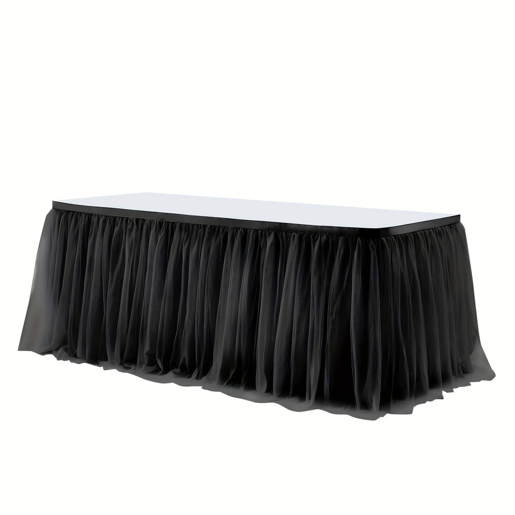 6Ft Pink Tulle Table Skirt Tablecloth, Pink Ruffle Tutu Table Skirts, for Rectangle Tables Or Round Tables Desk Skirt for Princess Birthday Party Cake Dessert Table Decorations Halloween, Christmas
