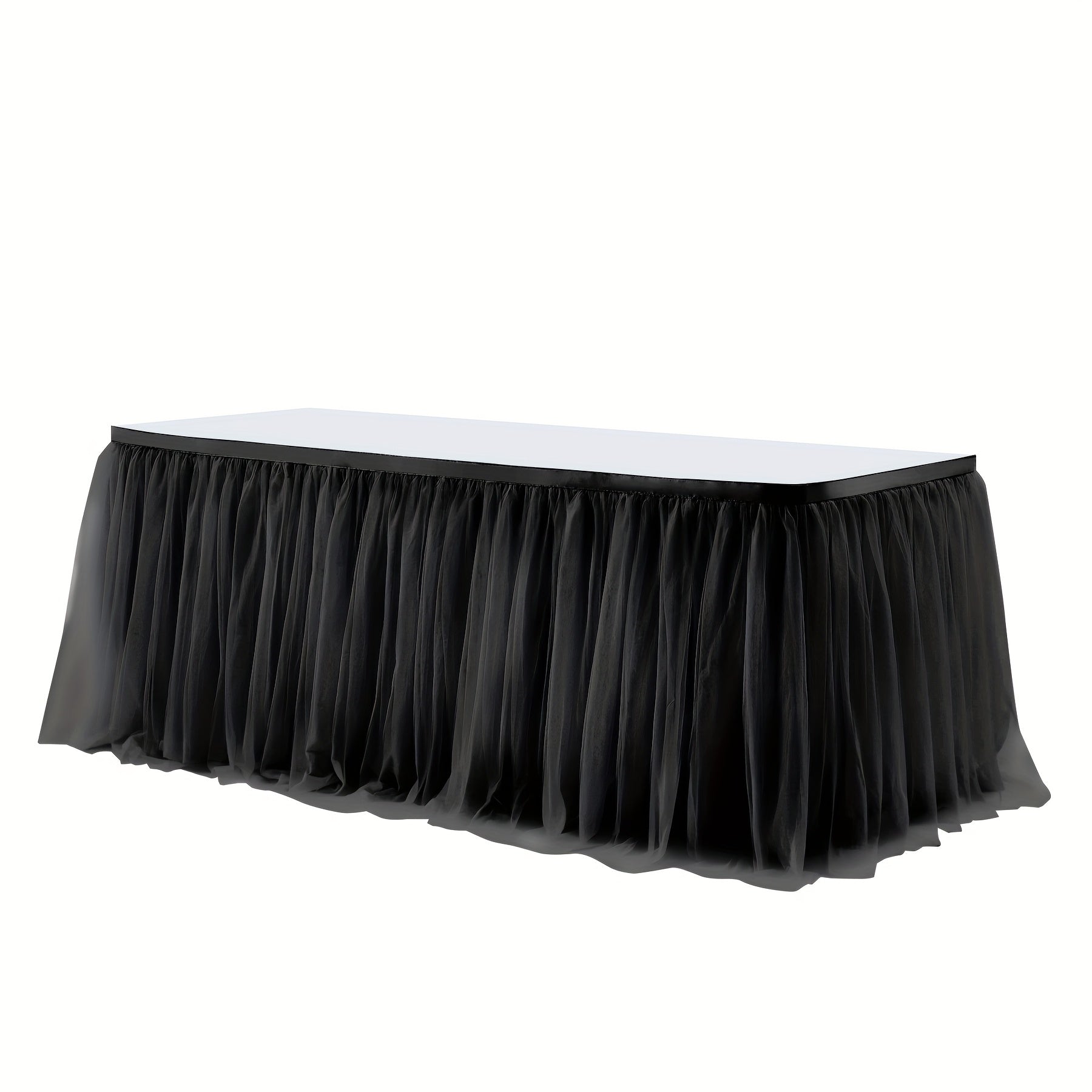 6Ft Pink Tulle Table Skirt Tablecloth, Pink Ruffle Tutu Table Skirts, for Rectangle Tables Or Round Tables Desk Skirt for Princess Birthday Party Cake Dessert Table Decorations Halloween, Christmas