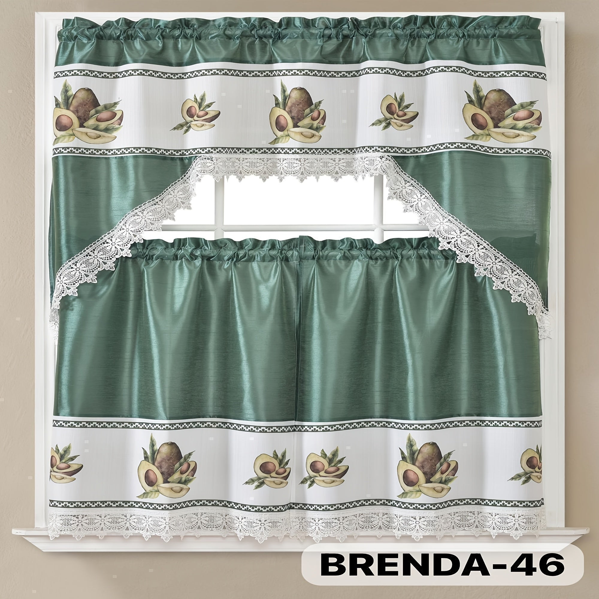 3pcs Embroidery Kitchen Curtains Set Flowers Embroidery Satin Fabric Faux Lightweight Soft Easy Care Machine Washable 49 Design Styles Available Holiday Gifts for Family Local Warehouse All Season Use Summer