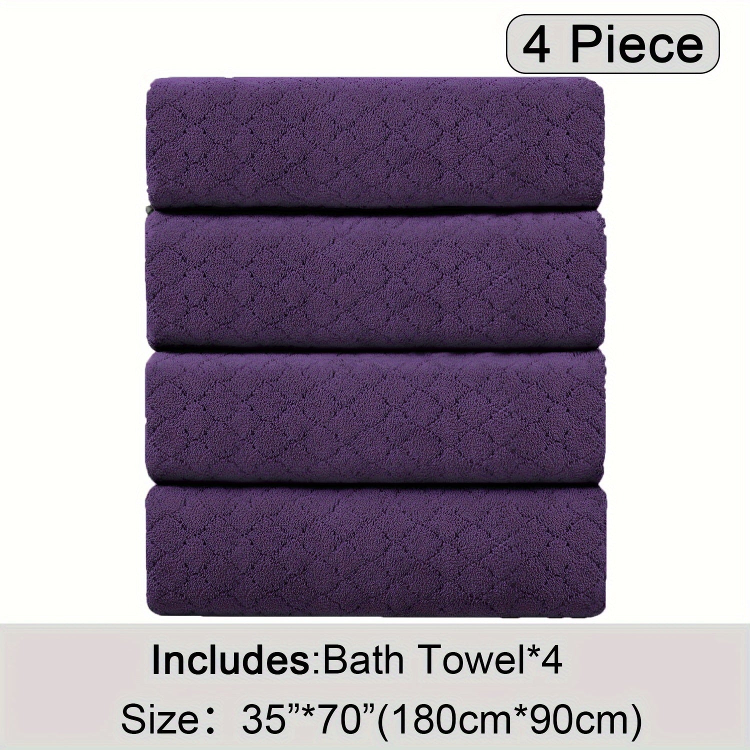 4pcs Oversized Bath Towel Set in Sleek Blue - Ultra Soft, Highly Absorbent, Quick-Dry Microfiber with Diamond Pattern - Includes 4 Bath Towels, and Matching Beach Chair Cover - Ideal for for Bathroom Hotels Gym, Valentine's Day Gift, Wash Cloths