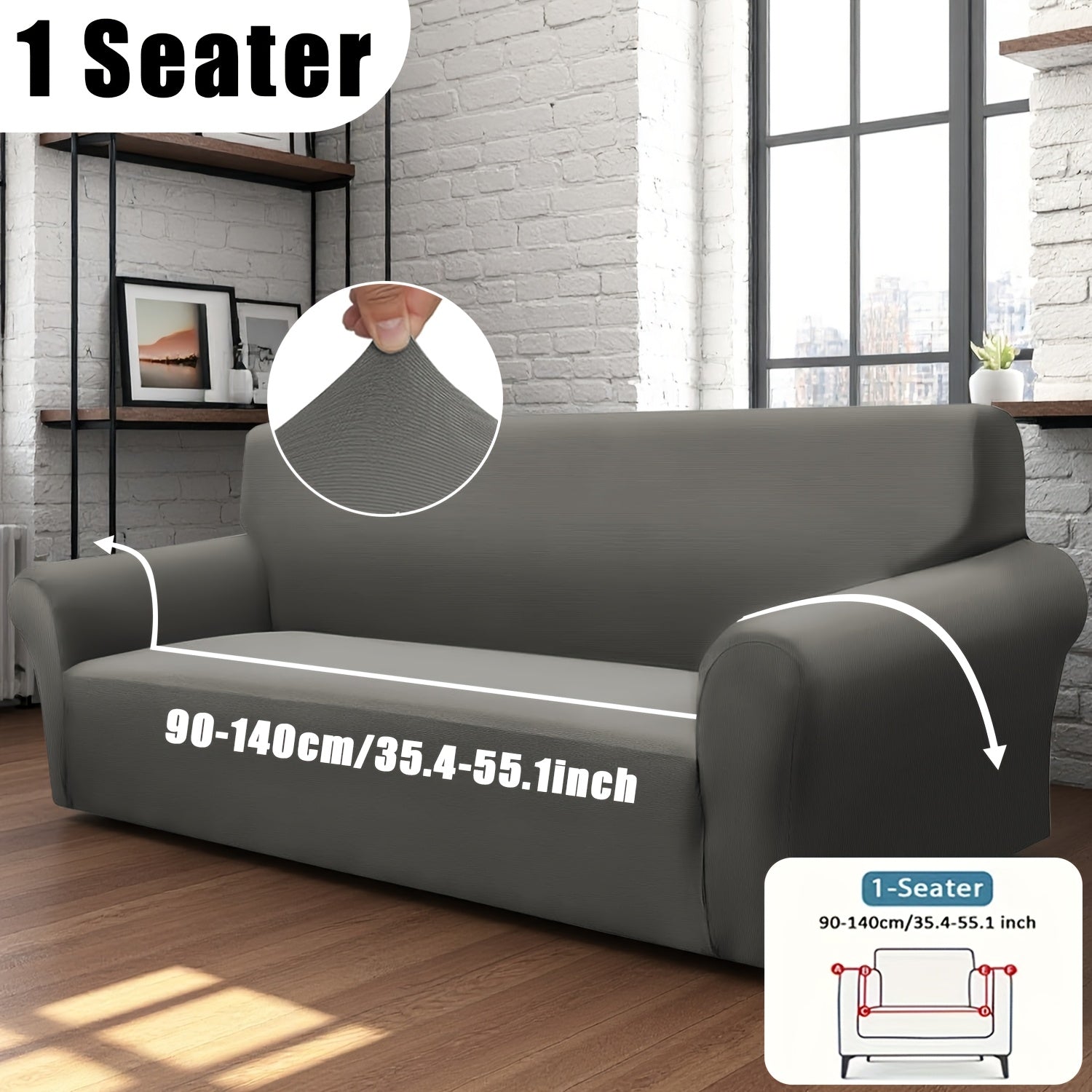 Classic Stretch Sofa Cover with Elastic Band, Milk Fiber Fabric Slipcover-Grip, Machine Washable, Polyester And Spandex, Fits Armchair to 4-Seater Sofas, International Style Throw Design