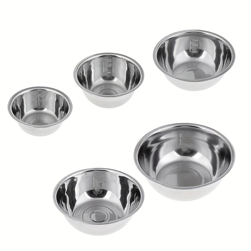 5pcs Stainless Steel Mixing Bowls Stainless Steel Mixing Bowl Set - Easy to Clean, Nesting Bowls for Space Saving Storage, Great for Cooking, Baking, Prepping
