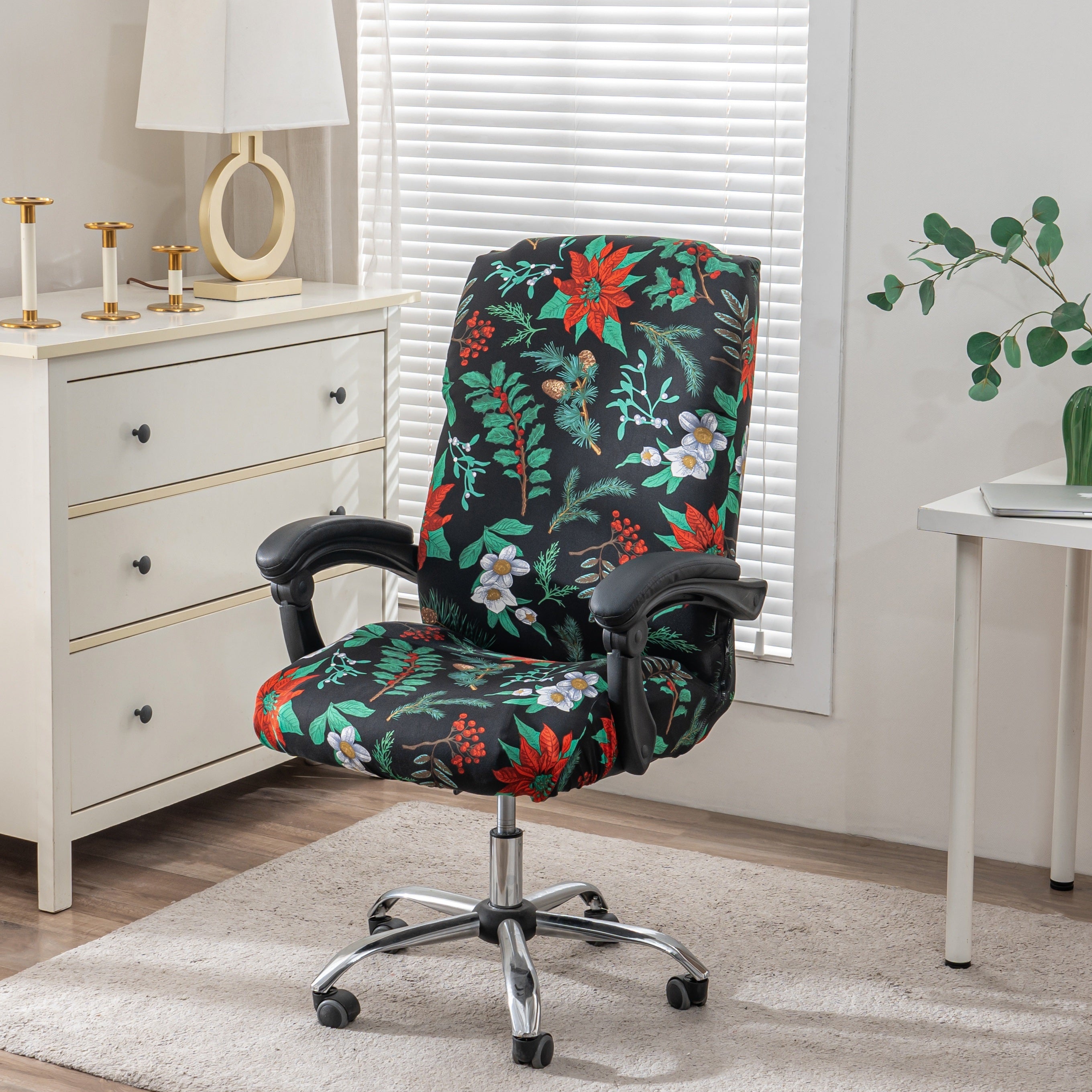 1pc Stretch Printed Computer Office Chair Covers, Soft Fit Universal Desk Rotating Chair Slipcovers, Removable Washable Anti-Dust Spandex Chair Protector Cover With Zipper, Valentine'S Day Gift, Valentine'S Day Decorations
