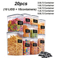 12/14/20/48/84pcs Food Storage Container Set, Fresh-Keeping Boxes, Easy-to-Secure Lids - Airtight Plastic Containers, Suitable For Pantry, Travel, Outdoor Picnics, Kitchen Organization, Comes With Labels And Marker(6/7/10/24/42 Lids+Containers)